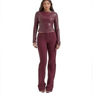 NWOT! House of CB “Lillie” Seamed Flare Pants In Windsor Wine Size Medium